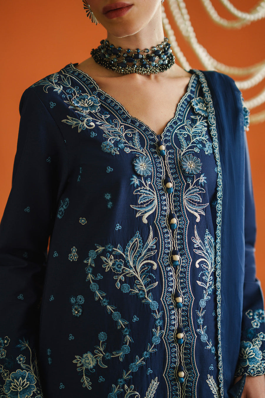 Zariya Zaira Embroidered Luxury Lawn Unstitched 3Pc Suit ZB6S104 NEVE