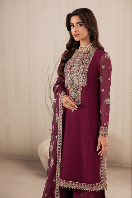 Zarif Bayaan Embroidered Luxury Chiffon Unstitched 3Pc Suit - NIDAH