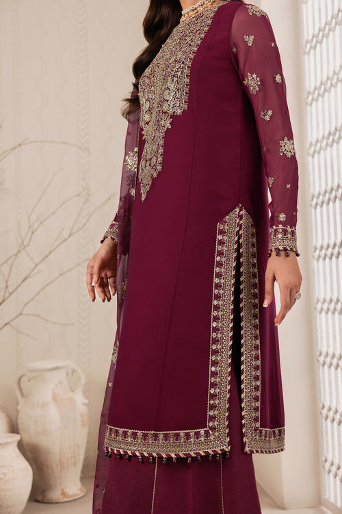 Zarif Bayaan Embroidered Luxury Chiffon Unstitched 3Pc Suit - NIDAH