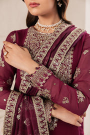 Zarif Bayaan Embroidered Luxury Chiffon Unstitched 3Pc Suit - NIDAH