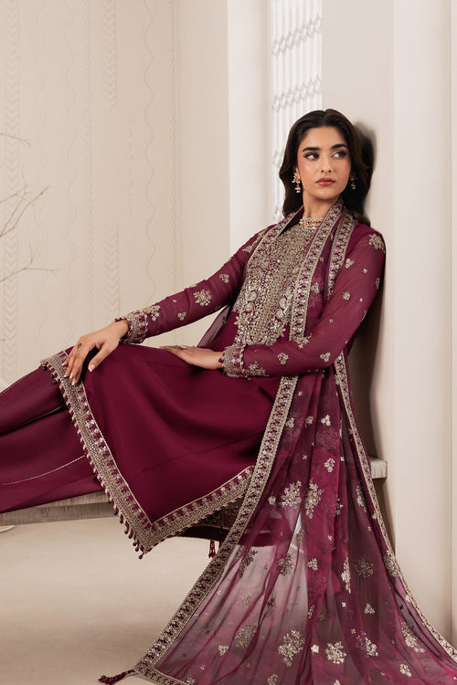 Zarif Bayaan Embroidered Luxury Chiffon Unstitched 3Pc Suit - NIDAH