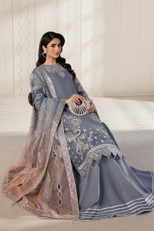 Zarif Bayaan Embroidered Luxury Chiffon Unstitched 3Pc Suit - NILMAH