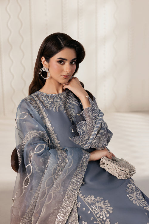 Zarif Bayaan Embroidered Luxury Chiffon Unstitched 3Pc Suit - NILMAH