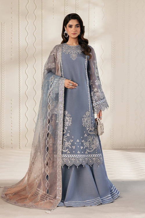 Zarif Bayaan Embroidered Luxury Chiffon Unstitched 3Pc Suit - NILMAH