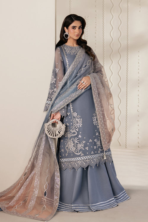 Zarif Bayaan Embroidered Luxury Chiffon Unstitched 3Pc Suit - NILMAH
