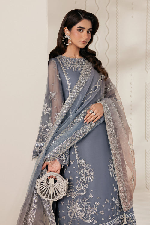 Zarif Bayaan Embroidered Luxury Chiffon Unstitched 3Pc Suit - NILMAH