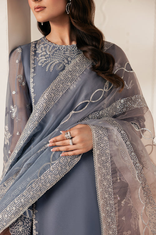 Zarif Bayaan Embroidered Luxury Chiffon Unstitched 3Pc Suit - NILMAH