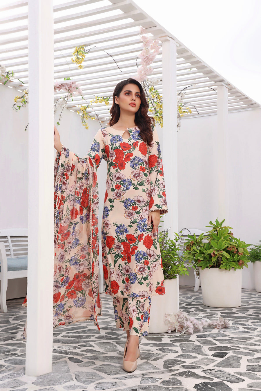 Feathers Premium Printed Lawn Unstitched 3Pc Suit NIRMAL-FT135