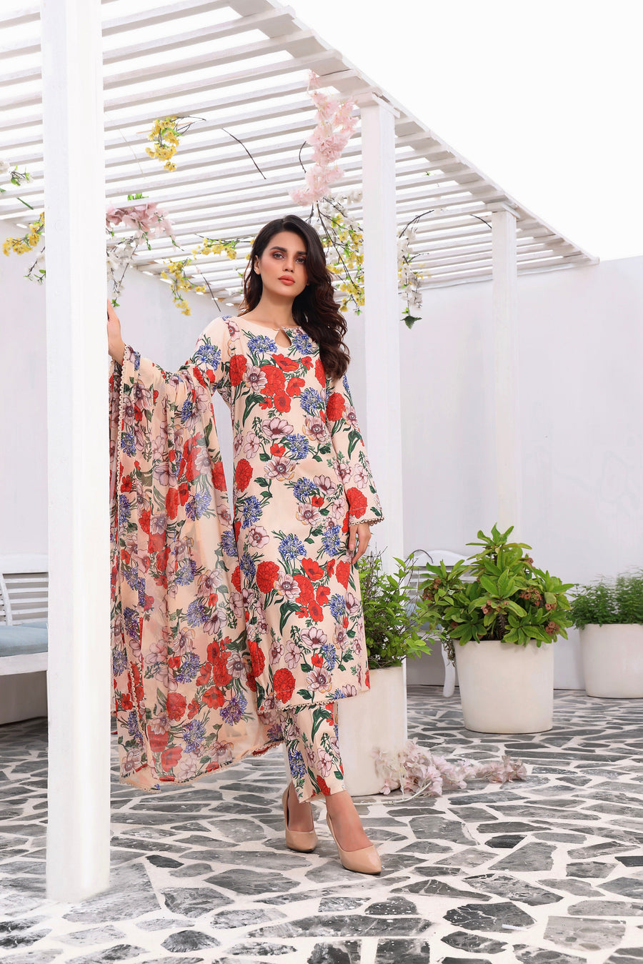 Feathers Premium Printed Lawn Unstitched 3Pc Suit NIRMAL-FT135