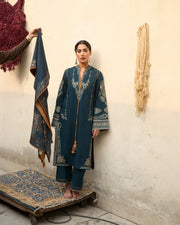 Jugnu Lahore Womenswear Embroidered Karandi Unstitched 3Pc Suit - NIVA