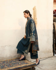 Jugnu Lahore Womenswear Embroidered Karandi Unstitched 3Pc Suit - NIVA