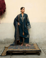 Jugnu Lahore Womenswear Embroidered Karandi Unstitched 3Pc Suit - NIVA