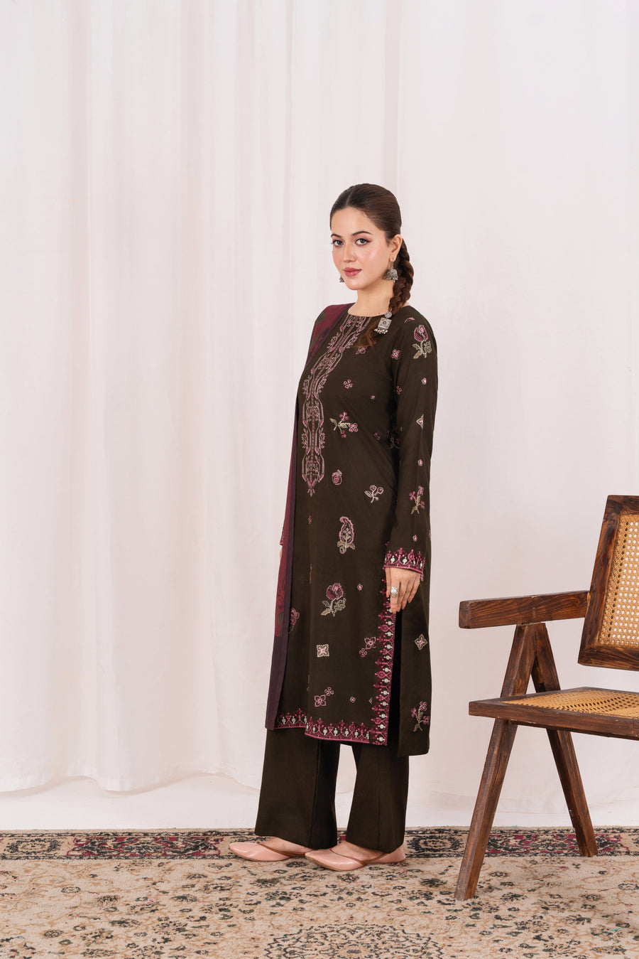 Feathers Fully Embroidered Dhanak Unstitched 3Pc Suit NIVORA-FT555