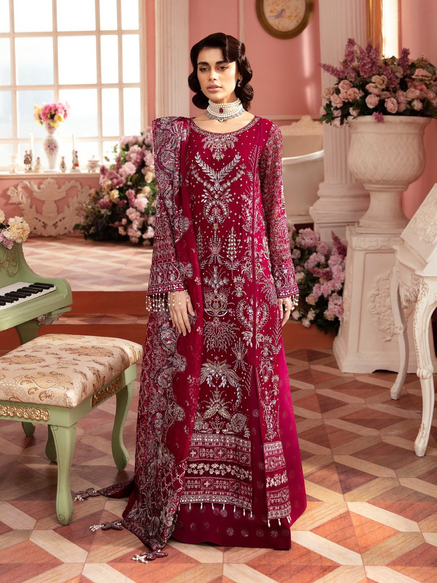Nureh The Secret Garden Embroidered Chiffon Unstitched 3Pc Suit NL-59 Charlotte