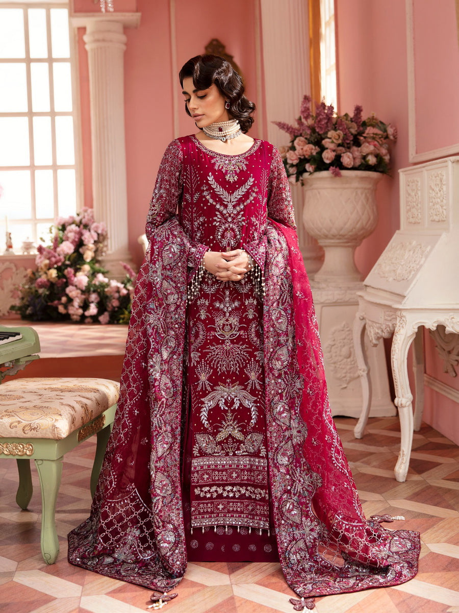 Nureh The Secret Garden Embroidered Chiffon Unstitched 3Pc Suit NL-59 Charlotte