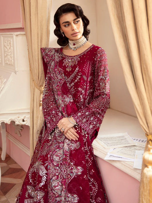 Nureh The Secret Garden Embroidered Chiffon Unstitched 3Pc Suit NL-59 Charlotte