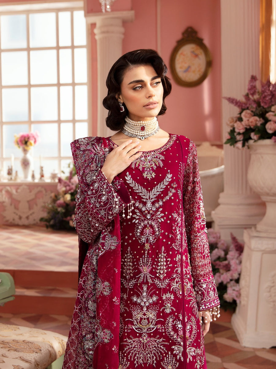 Nureh The Secret Garden Embroidered Chiffon Unstitched 3Pc Suit NL-59 Charlotte