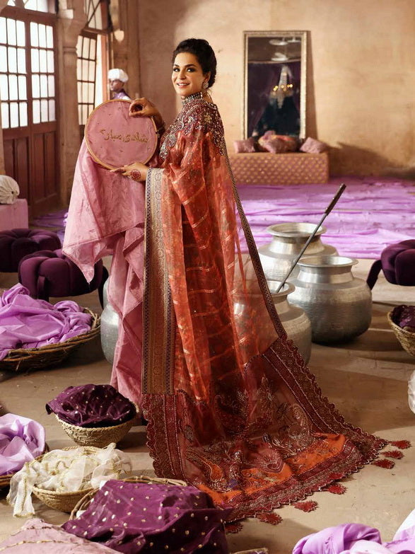 Nureh Jhoomro Embroidered Organza Unstitched 3Pc Suit NL-71 GEHNA