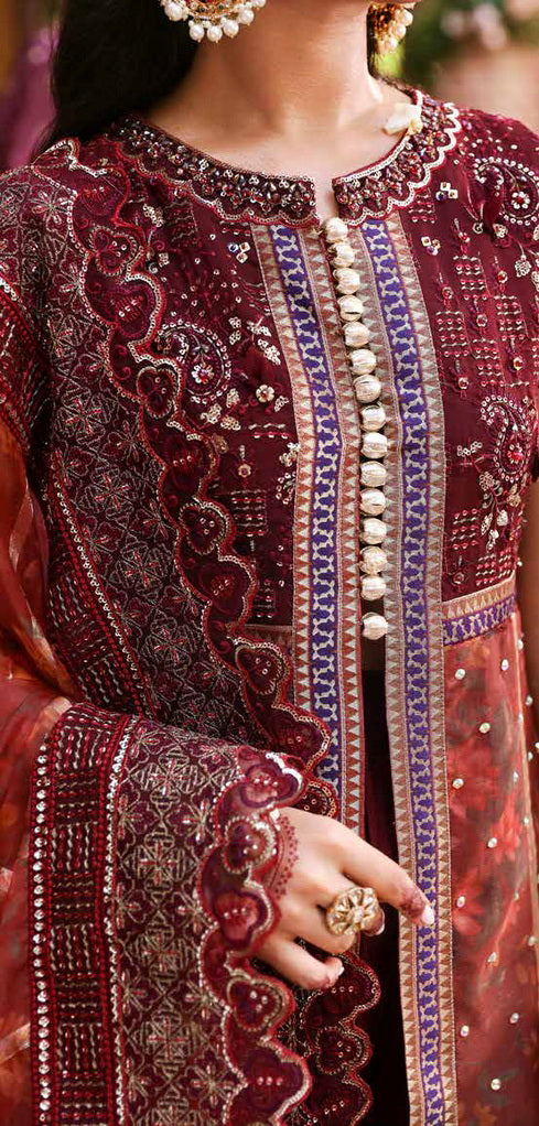 Nureh Jhoomro Embroidered Organza Unstitched 3Pc Suit NL-71 GEHNA