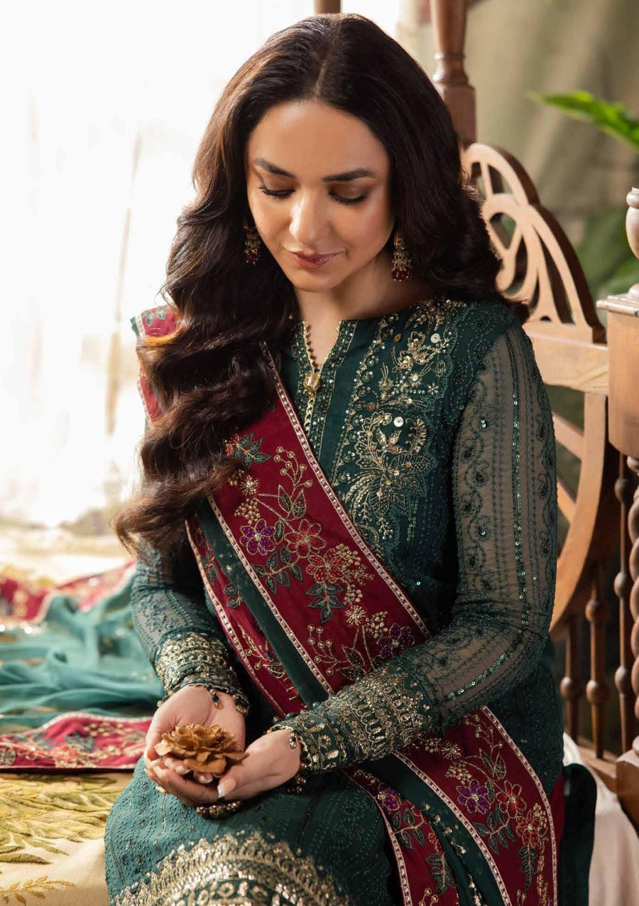 Nureh Alfaaz Embroidered Chiffon Unstitched 3Pc Suit NL-74 MAHROO