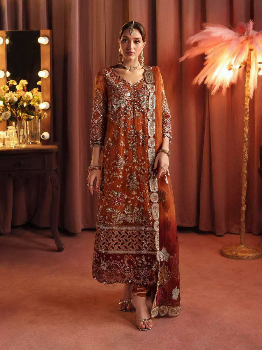 Nureh Jhoomro Hand Embellished Net Unstitched 3Pc Suit NL-80