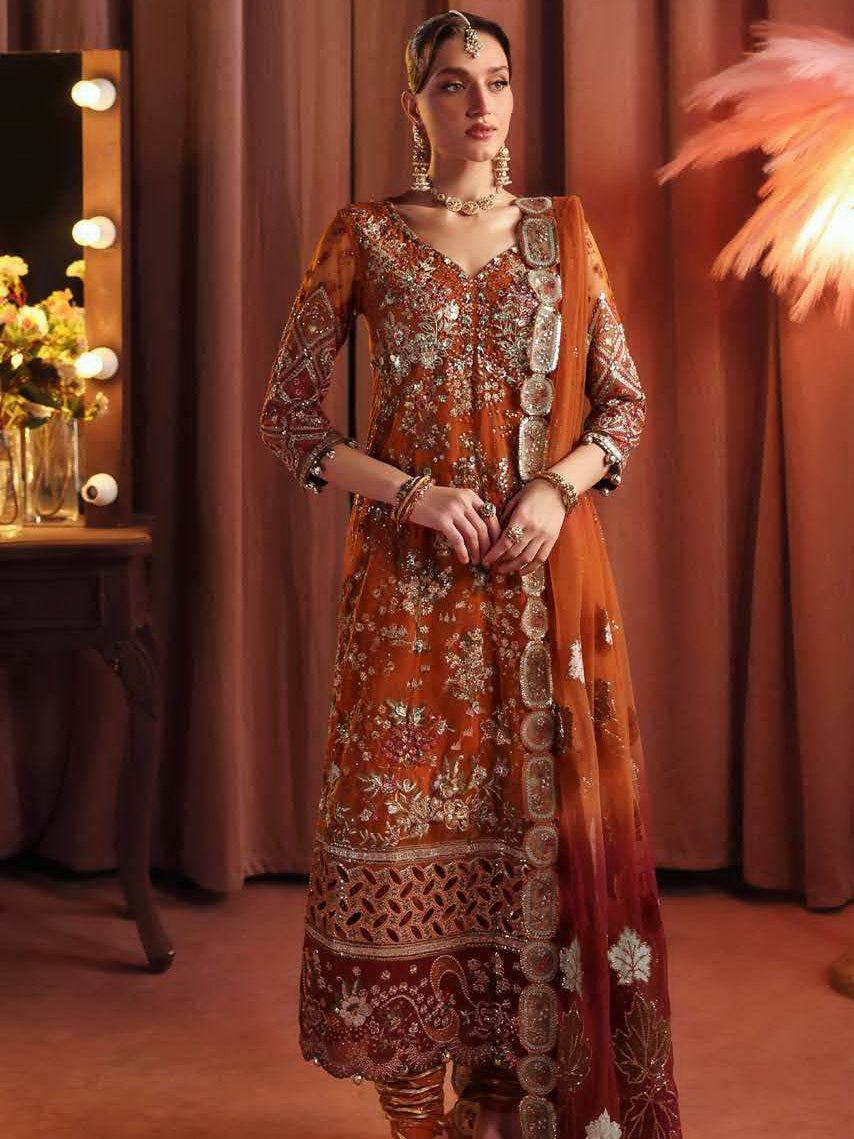 Nureh Jhoomro Hand Embellished Net Unstitched 3Pc Suit NL-80