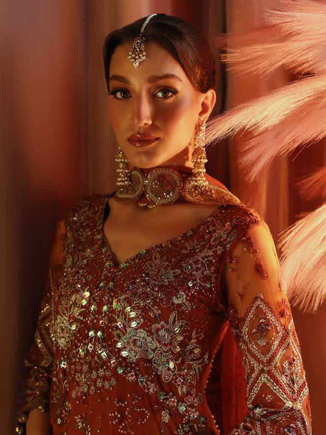 Nureh Jhoomro Hand Embellished Net Unstitched 3Pc Suit NL-80