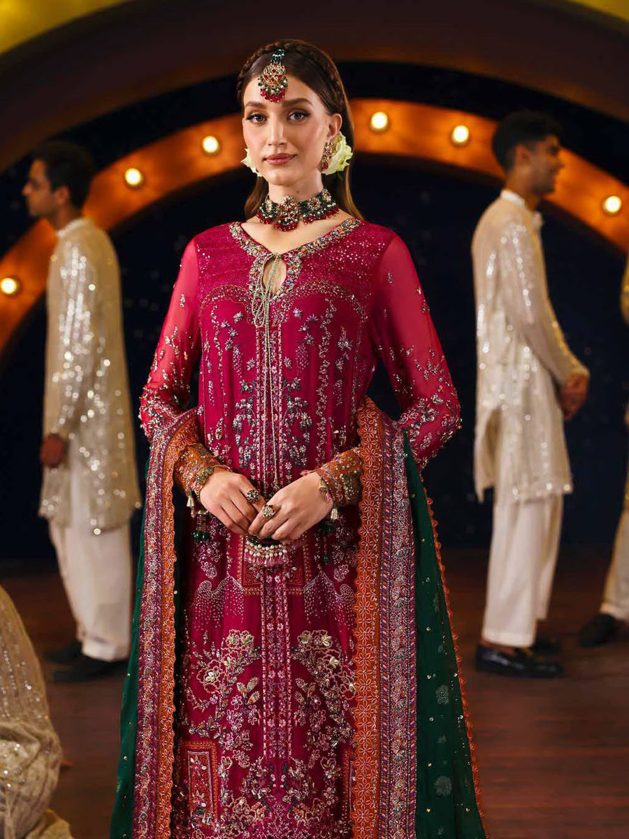 Nureh Jhoomro Hand Embellished Chiffon Unstitched 3Pc Suit NL-82