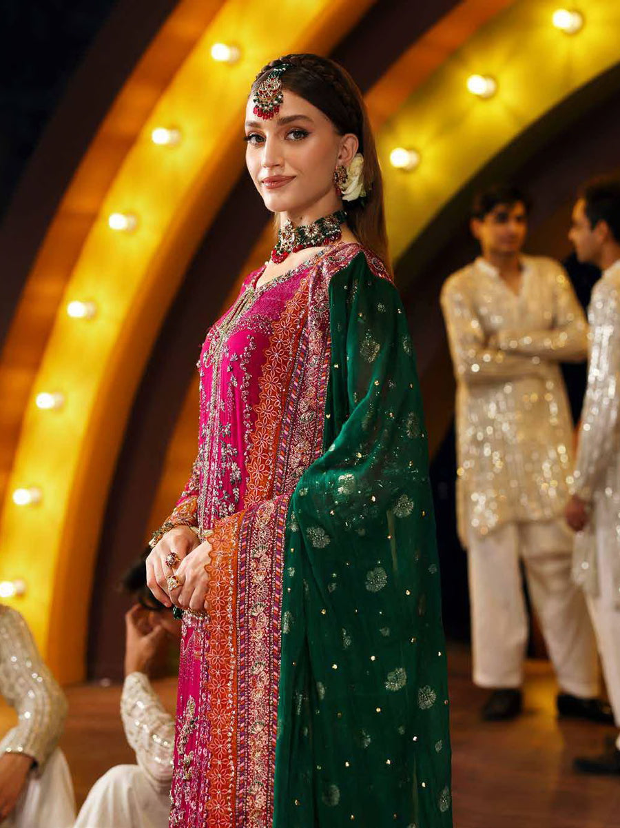 Nureh Jhoomro Hand Embellished Chiffon Unstitched 3Pc Suit NL-82