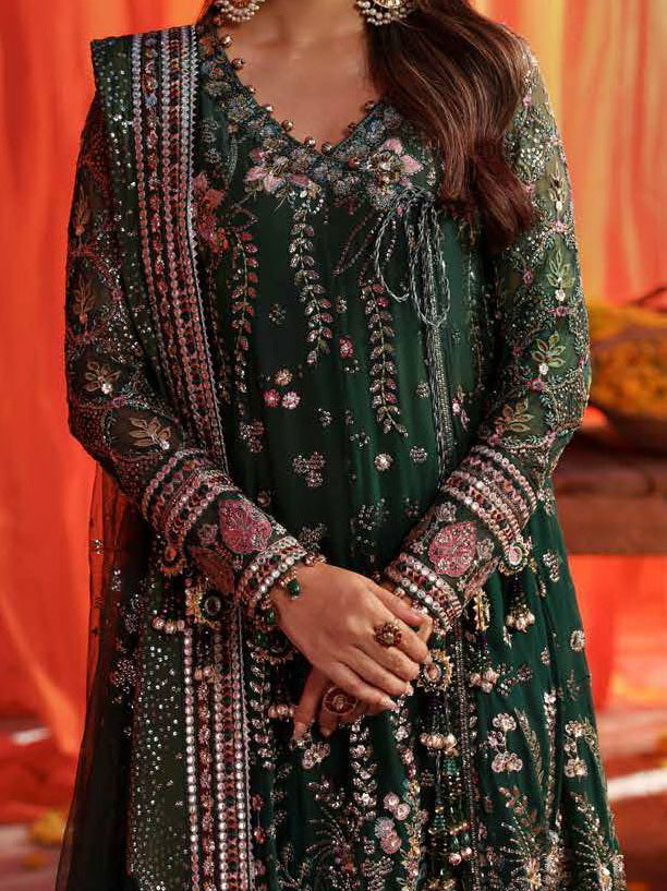 Nureh Jhoomro Hand Embellished Chiffon Unstitched 3Pc Suit NL-83