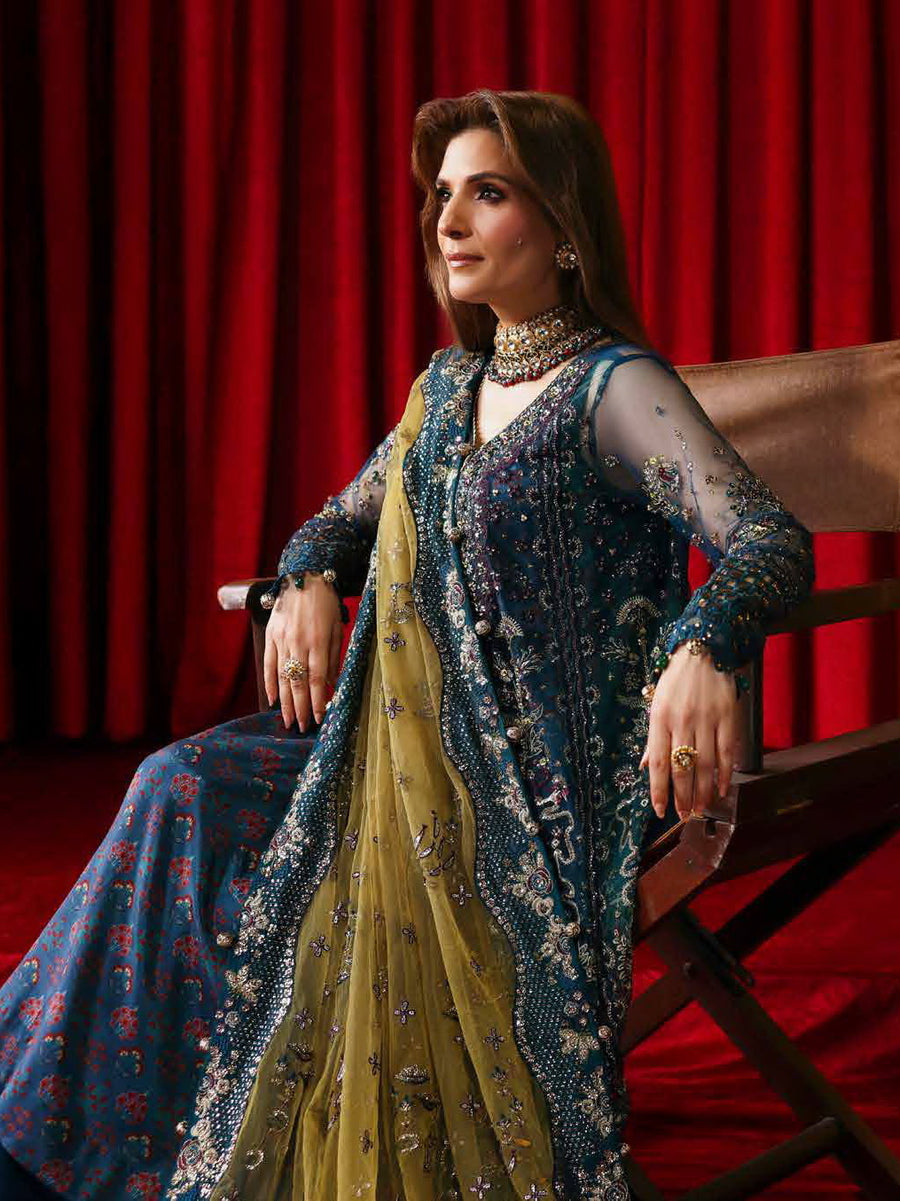 Nureh Jhoomro Hand Embellished Net Unstitched 3Pc Suit NL-84