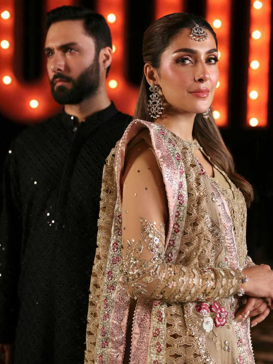 Nureh Jhoomro Hand Embellished Chiffon Unstitched 3Pc Suit NL-85