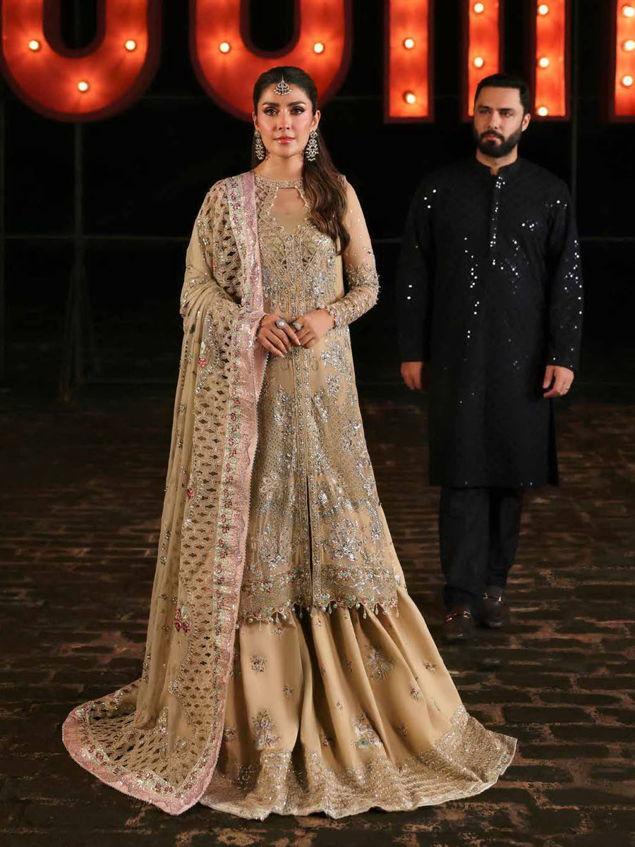 Nureh Jhoomro Hand Embellished Chiffon Unstitched 3Pc Suit NL-85