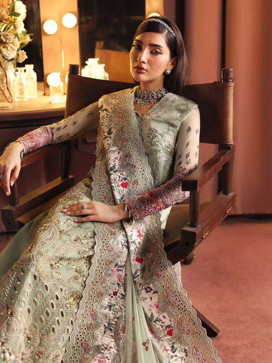 Nureh Jhoomro Hand Embellished Chiffon Unstitched 3Pc Suit NL-86