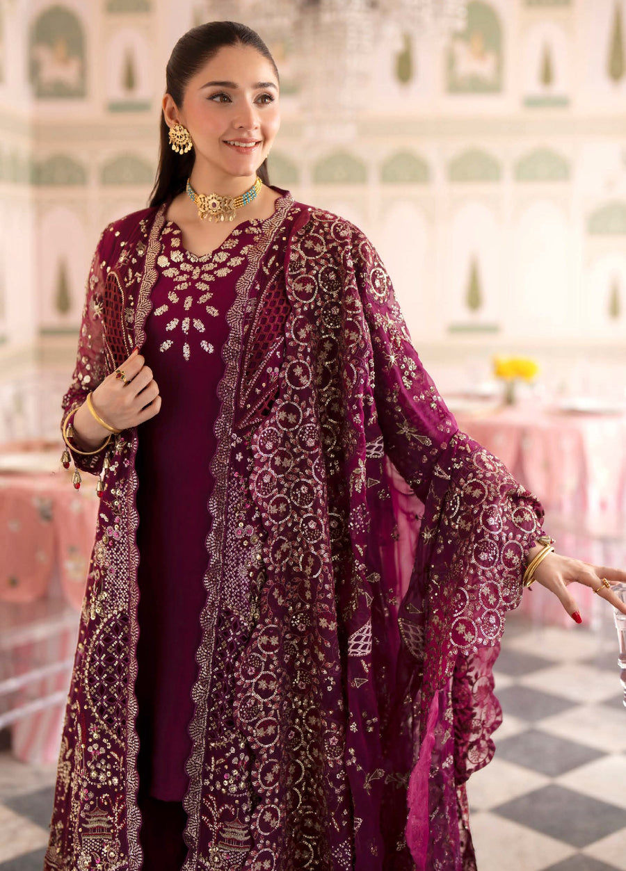 Nureh Jhoomro Embroidered Chiffon Unstitched 3Pc Suit NL-97