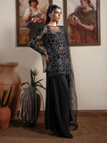 Faiza Faisal Solene Embroidered Velvet Unstitched 3Pc Suit - NOIR