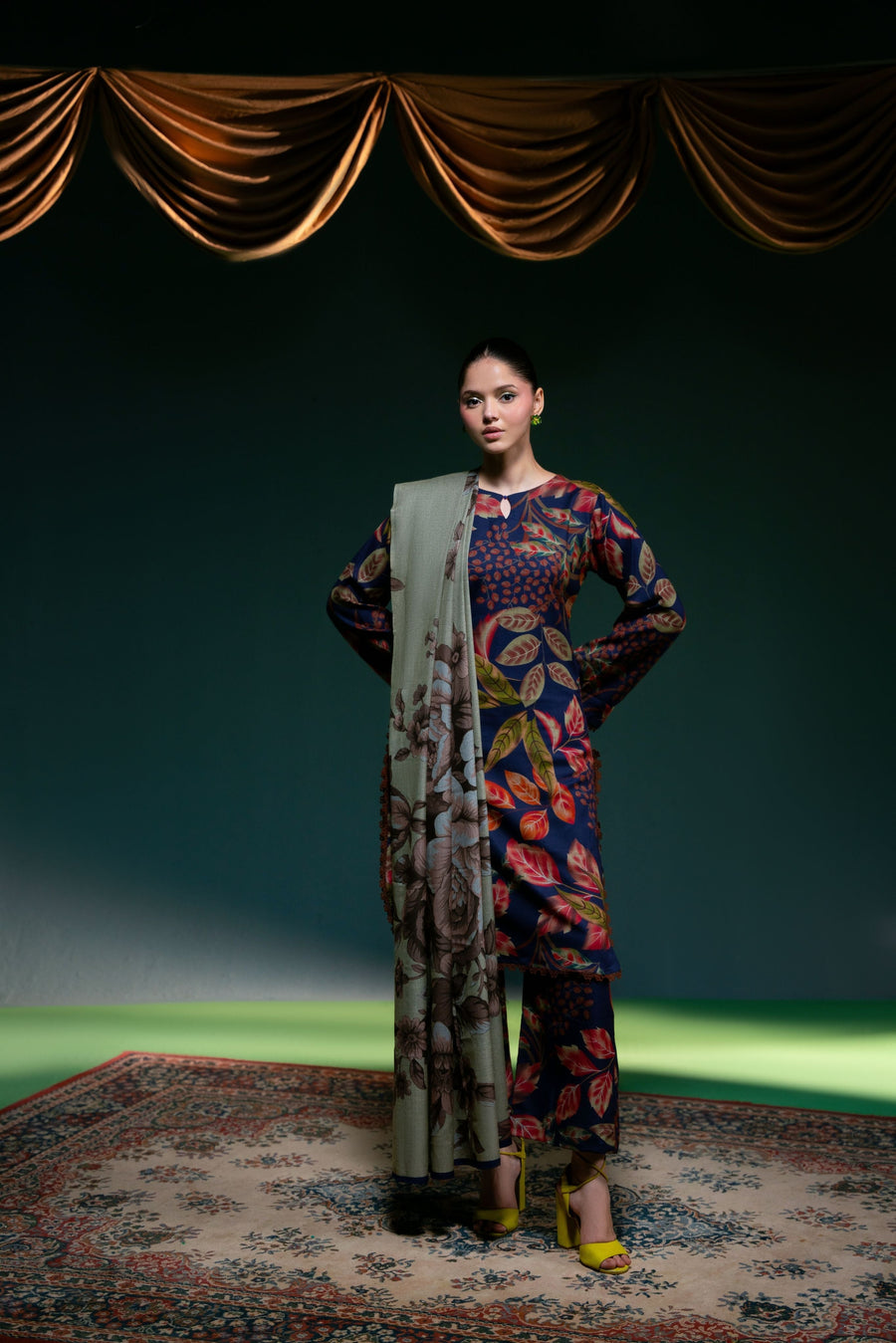 Feathers Digital Printed Dhanak Unstitched 3Pc Suit NOOR-E-JAHAN-FT429