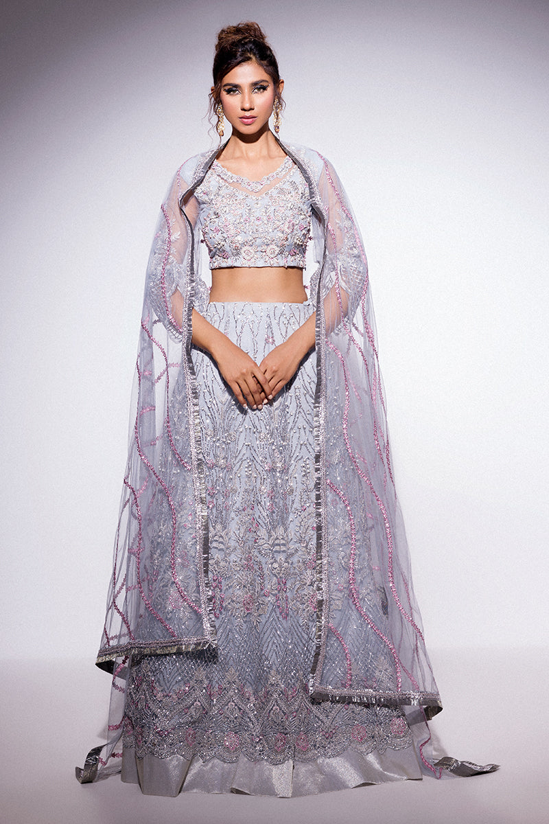 Best of Mushq Embroidered Net Unstitched 3Pc Suit BOM-07 Nora