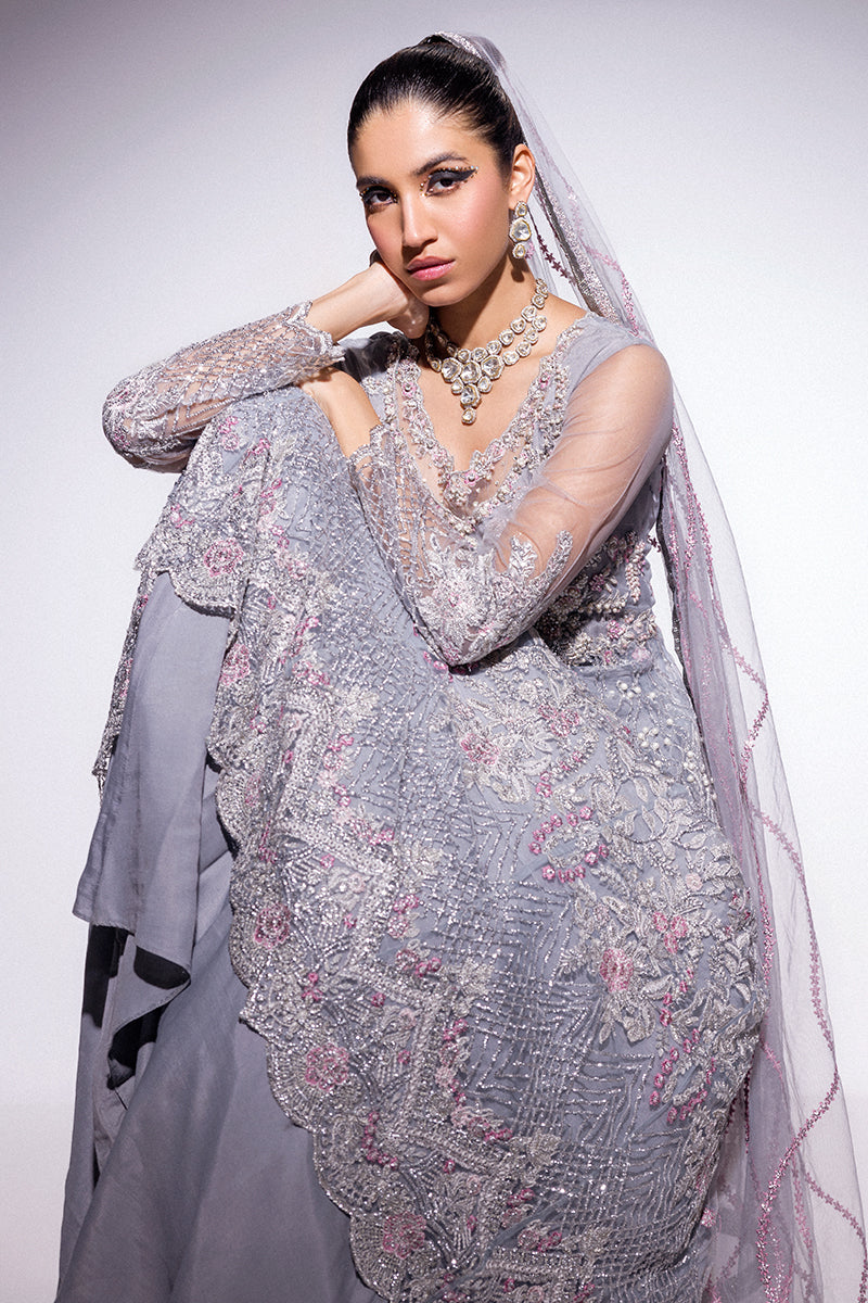 Best of Mushq Embroidered Net Unstitched 3Pc Suit BOM-07 Nora