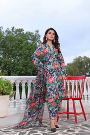 Feathers Chiragh Unstitched Digital Printed Lawn 3Pc Suit NOURIA-FT139
