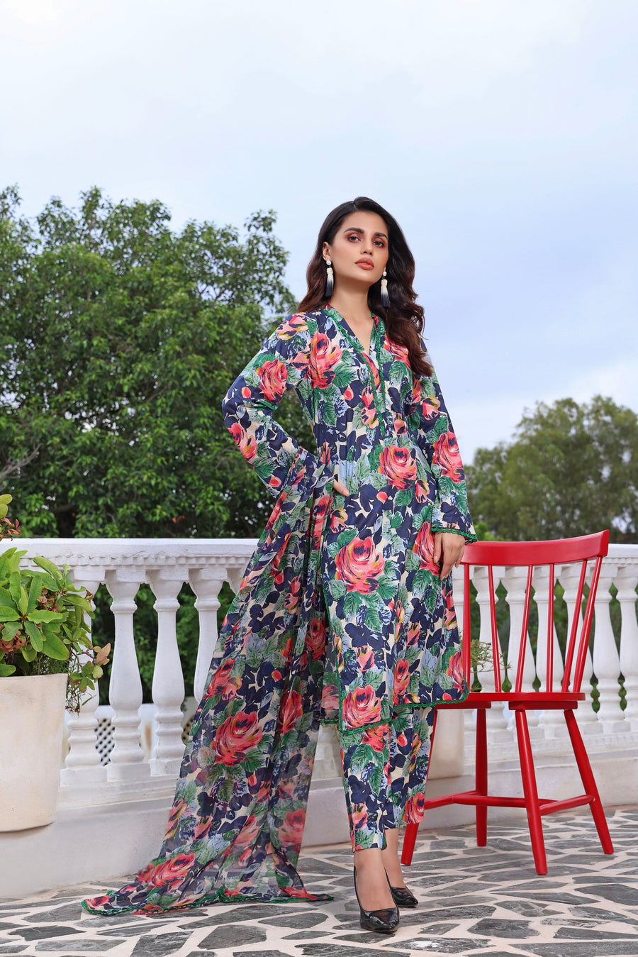 Feathers Chiragh Unstitched Digital Printed Lawn 3Pc Suit NOURIA-FT139