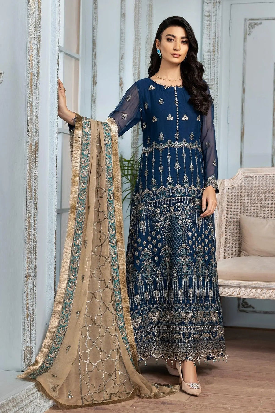 Alizeh Fashion Mah-e-Ru Unstitched Formal 3PC Suit D-06 Nousha