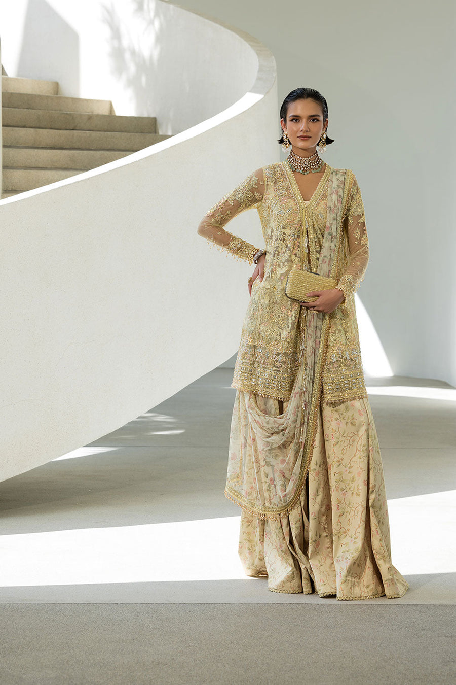 Sobia Nazir Nur Festive Embroidered Honey Net Unstitched 3Pc Suit NR26-01