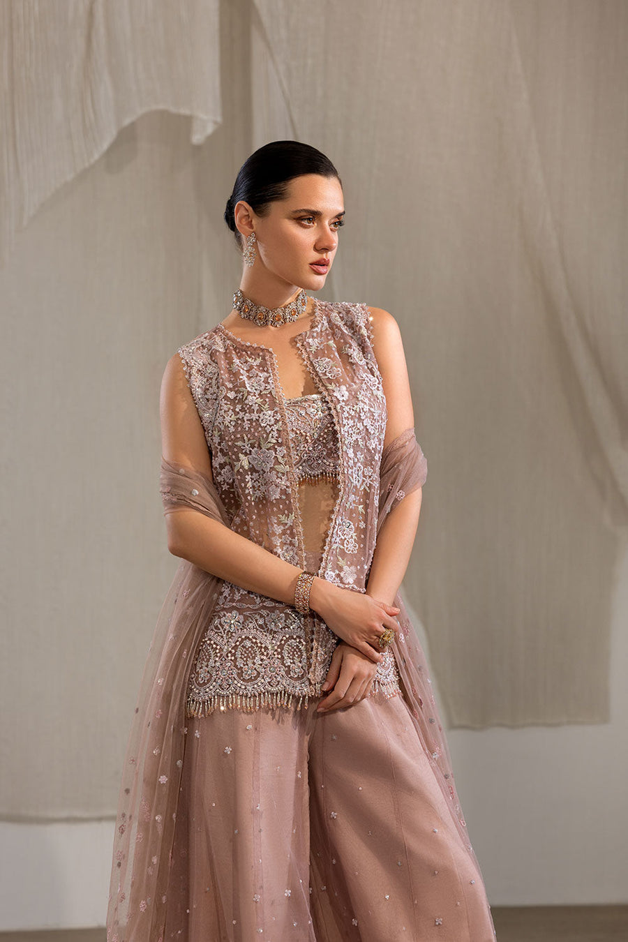 Sobia Nazir Nur Festive Embroidered Honey Net Unstitched 3Pc Suit NR26-04