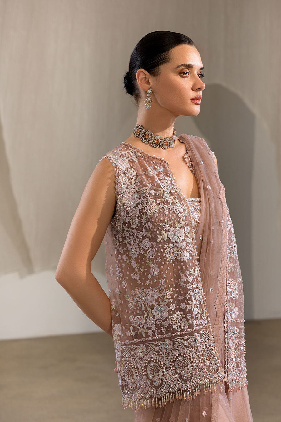 Sobia Nazir Nur Festive Embroidered Honey Net Unstitched 3Pc Suit NR26-04