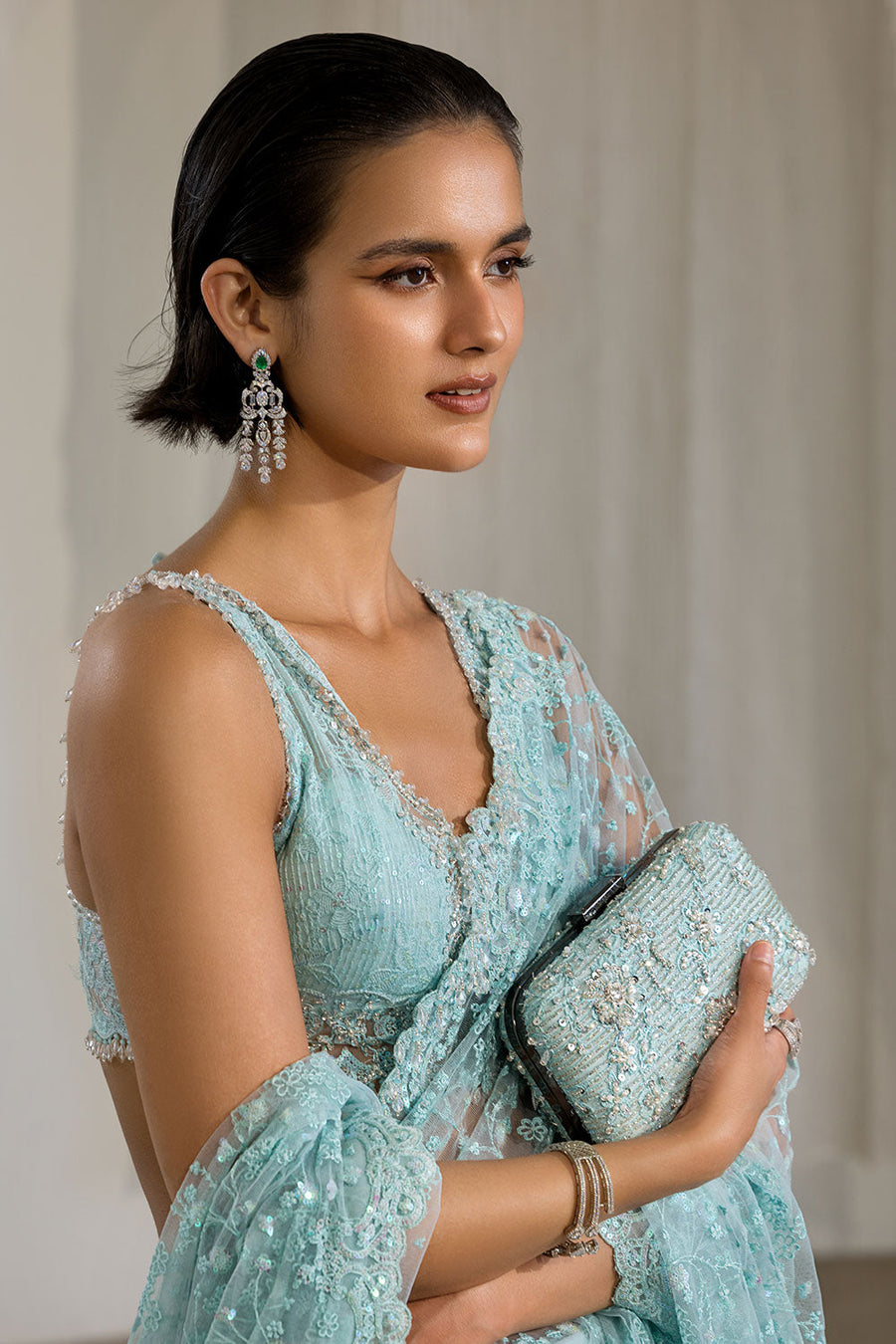 Sobia Nazir Nur Festive Embroidered Honey Net Unstitched Saree NR26-06