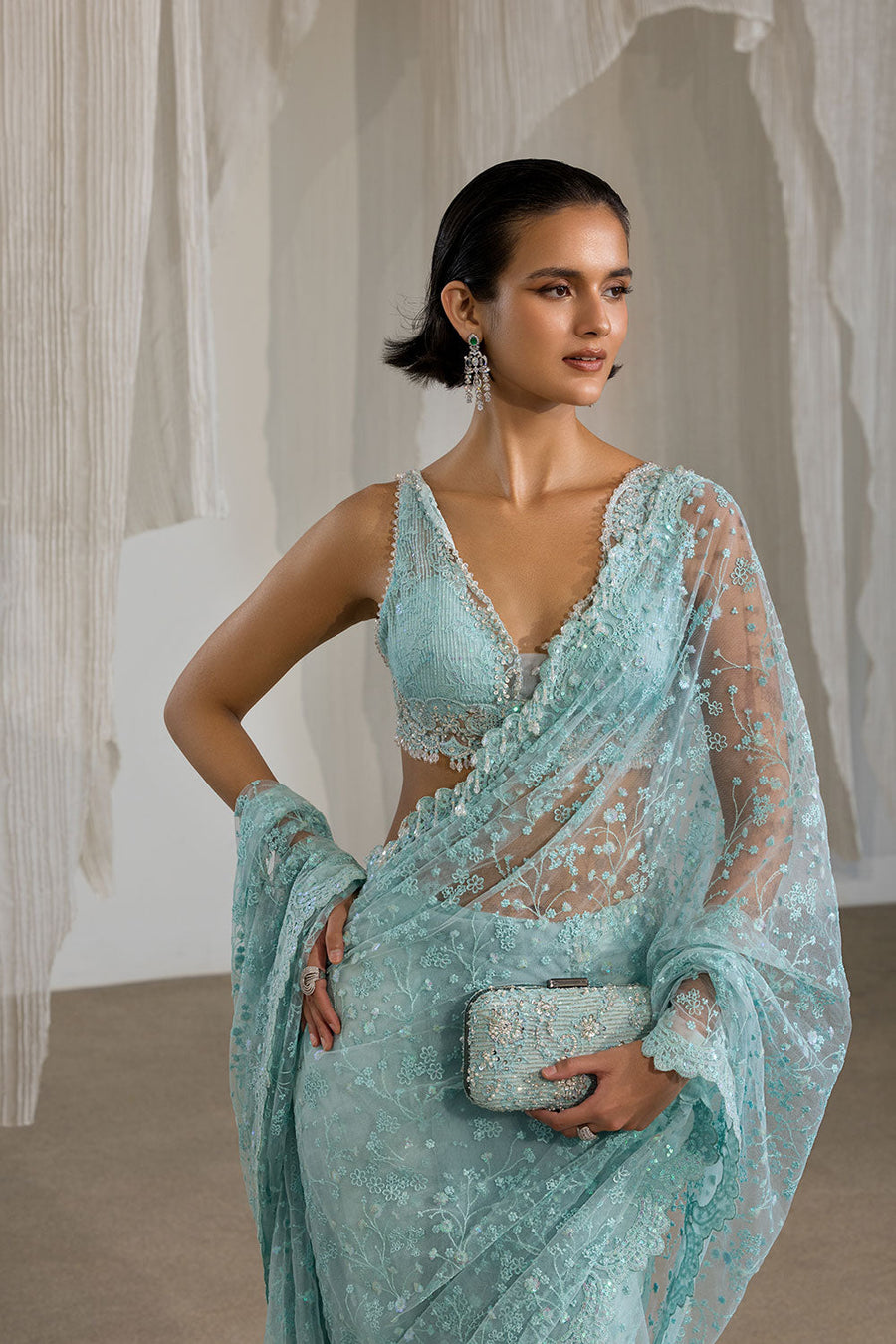 Sobia Nazir Nur Festive Embroidered Honey Net Unstitched Saree NR26-06