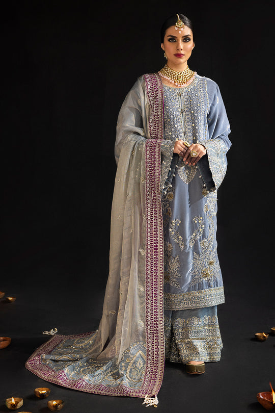 NUREH Maya Embroidered Velvet Unstitched 3Pc Suit NS-102 MAHAL