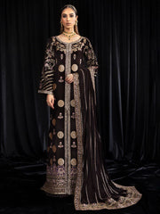 NUREH Maya Embroidered Velvet Unstitched 3Pc Suit NS-103 MOORE