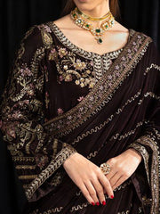 NUREH Maya Embroidered Velvet Unstitched 3Pc Suit NS-103 MOORE